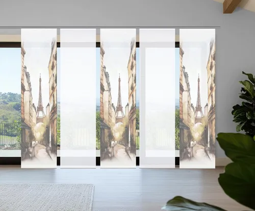 HOME in green Schiebegardine FRANCQ (5 St) – Halbtransparente Bambusoptik - Der elegante Schiebevorhang FRANCQ bringt modernes Design und Lichtstimmung in dein Zuhause. Ideal als Fensterdekoration oder Raumteiler, einfach zu montieren mit Paneelwagen. Setze stilvolle Akzente mit recyceltem Material!