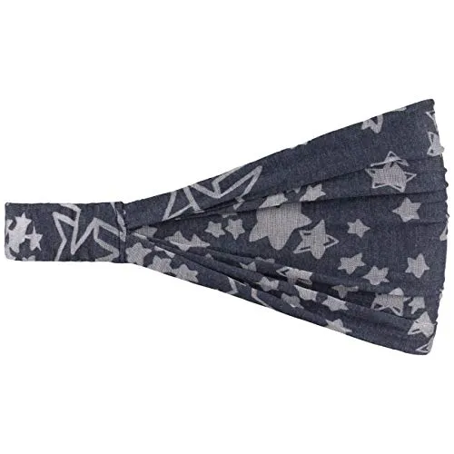 Lipodo 3 in 1 Stars Headband Damen Mit Baumwolle Waschbar bis 30 Grad Einfarbiges Stirnband Kopfband Elastisches Bandana Frühjahr Sommer dunkelblau One Size