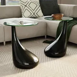 vidaXL Couchtische 2 Stk. mit runder Glasplatte in Hochglanz Schwarz
