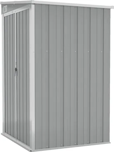 vidaXL Anbauschuppen Grau 118x100x178 cm aus verzinktem Stahl - Gartenhaus für die sichere Aufbewahrung von Werkzeugen und Gartengeräten, wartungsarm und langlebig dank verzinktem Stahl. Mit Doppeltüren für einfachen Zugang.