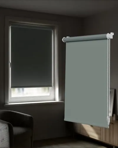 Victoria M. Tenebra Verdunkelungsrollo Klemmfix Rollo Fensterrollo, Sichtschutz, Verdunkelnd, Ohne Bohren inkl. Montagematerial, 35 x 160 cm, Grau
