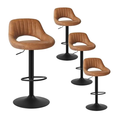 EUGAD 4X Barhocker - Drehbar und Höhenverstellbar - Barhocker mit hochwertiger Kunstleder-Sitzfläche und robustem Stahlgestell, ideal für moderne Bistros und gemütliche Küchen. Ergonomisches Design für optimalen Komfort.