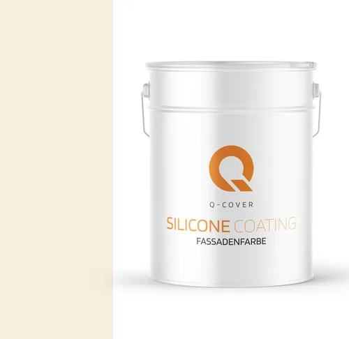 Q-COVER Fassadenfarbe 10 L Weiß-beige - Wetterfeste Silikonharz Außenfarbe - Lacke für Außenanwendungen mit hervorragendem UV- und Witterungsschutz. Ideal für mineralische Oberflächen, mit hoher Deckkraft und Wasserdampfdurchlässigkeit.