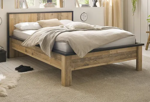 Furn.Design Einzelbett Stove 140x200 cm - Modernes Einzelbett im Used Wood Design, höhenverstellbar für individuellen Komfort. Ideal für stilvolle Schlafzimmer und nachhaltige Einrichtung.