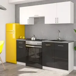 Roe Furniture Küchenzeile Leco 180 cm Schwarz Hochglanz/Weiß Matt