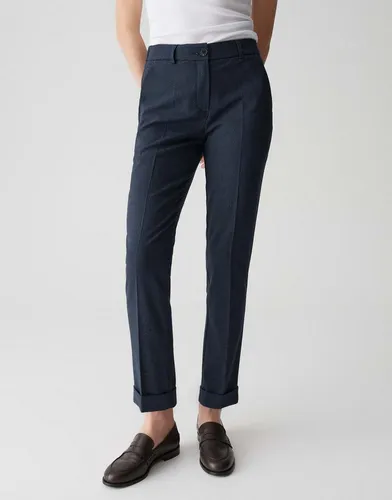 OPUS PANTS Stoffhose LANIA FUNK mit Pepitamuster Ankle, Ecovero Viscose, Aufschlag am Saum