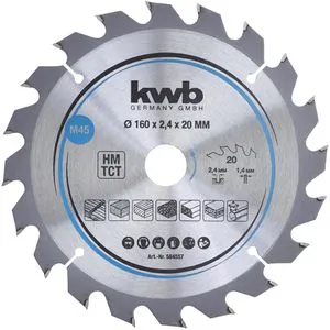 kwb Kreissägeblatt 584557, 160 x 20mm, 20 Zähne, für Holz und Kunststoff