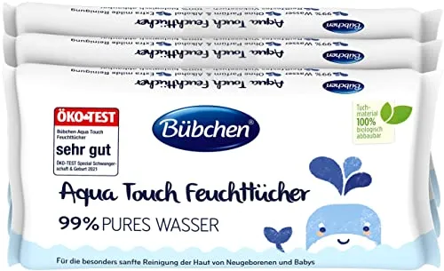 Bübchen Aqua Touch Feuchttücher, 144 Stück – sensitive Pflege für Babys