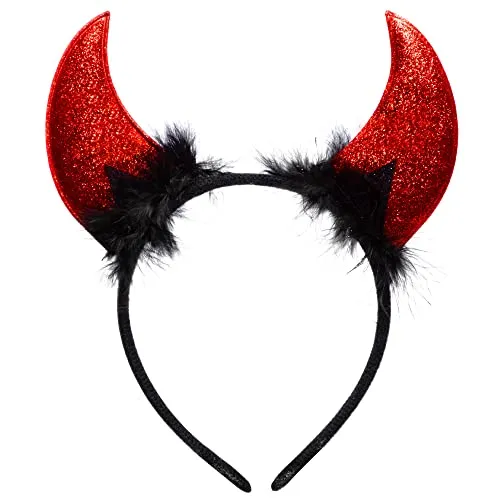 Spooktacular Halloween Teufelshörner Stirnband Dämonenhörner Kopfbedeckung Rote Teufelhörner Roter Teufel Kostüm Zubehör für Kinder Frauen Männer Halloween Kostüm Party, Halloween Party Gefälligkeiten