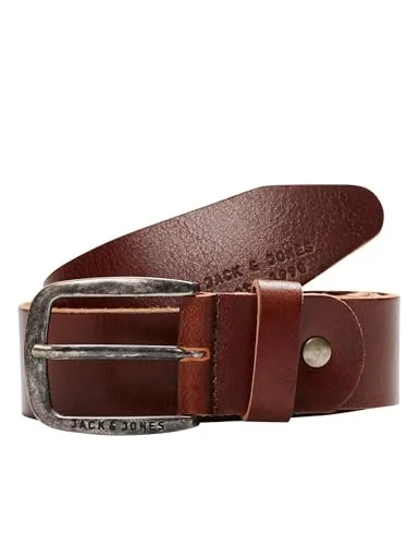 Herren Jack & Jones Ledergürtel JACPAUL Belt - Herren-Gürtel aus echtem Leder mit Vintage-Effekt, ideal für Jeans und Freizeitlooks, erhältlich in Braun und Größe 105.