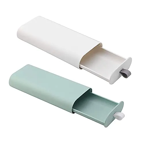 Sertay Schubladen Organizer, 2 Stücke Unter Schreibtisch Schublade Organizer, Organizer Schublade Stiftebox, mit Griff, Zum Laden Von Handys, Kugelschreibern, Bleistiften, Kleber(Grün Und Weiß)