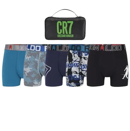 CR7 Cristiano Ronaldo Jungen CR7 5-Pack Boy's Cotton Trunk Badehose - Boxershorts für Jungen, atmungsaktive Baumwollmischung für hohen Tragekomfort, erhältlich in verschiedenen Farben und Größen.