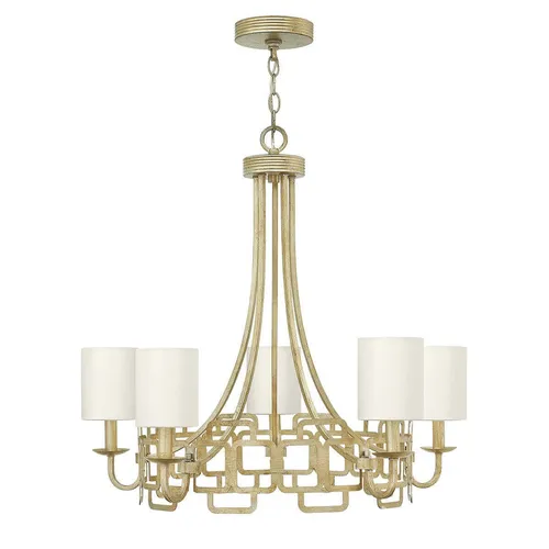 Elstead Sabina Kronleuchter E14 5-fach Blattsilber - Eleganter 5-armiger Kronleuchter in Blattsilber, ideal für stilvolle Wohnräume und schafft eine luxuriöse Atmosphäre.