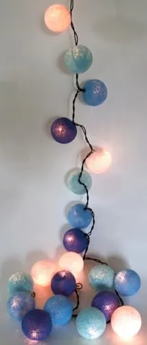 Stoff Ball Lichterkette in blau von Guru-Shop