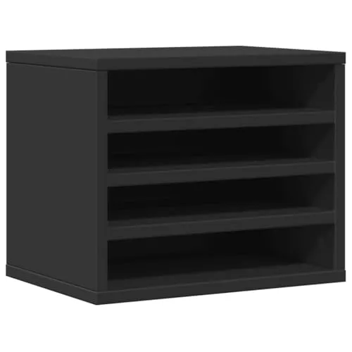 vidaXL Schreibtisch-Organizer Schwarz 36x26x29,5 cm - Praktischer Tischorganizer aus robustem Holzwerkstoff, bietet viel Stauraum für Dokumente und Bürobedarf, ideal für Ordnung am Arbeitsplatz.