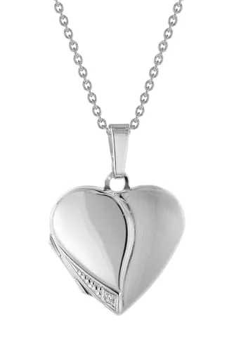 trendor Damen Medaillon Herz mit Halskette Silber 925 zauberhafter Silber-Anhänger Kette für Frauen Silberschmuck, liebevolle Geschenkidee 75734-50 50 cm