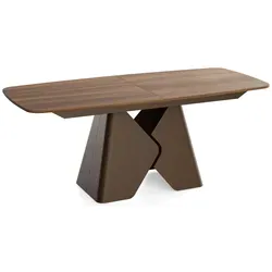 Rechteckiger Esstisch Ausziehbar – 180 x 90 cm bis 270 cm – Nussbaum Braun mit Metallgestell