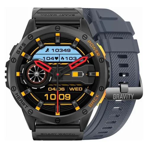 Gravity GPS GT24-1 Herren-Smartwatch, schwarzes Silikonarmband + marineblaues Silikonarmband (48 mm, ohne SIM) (GT24)