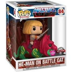 Funko POP! Ride Deluxe: MOTU- He-Man on BC (FL) (Exclusive) #61035 - Aufstellfiguren & Statuen, exklusive Wackelkopffigur von He-Man auf seinem Battle Cat für Sammler und Fans.