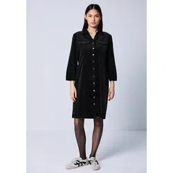 Street One Studio Damen Cordkleid mit Volant - Freizeitkleid aus softem Baumwollmix, knielang mit Hemdkragen und Brusttaschen – perfekt für entspannte Tage!