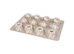 Birkmann Contoura Gugelhupfblech Violet - Muffinbackformen: Hochwertige Aluguss-Backform für 12 Mini-Gugelhupfe mit exzellenter Antihaftbeschichtung für gleichmäßige Backergebnisse. Hitzebeständig bis 200 °C und leicht zu reinigen.