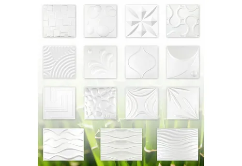 Hexim Wanddekoobjekt DAVE (3D Paneel 50x50cm, Wand- und Deckengestaltung - Naturprodukt, ökologische Bambusfaser & Zuckerohr Platten - Verblender Deckenplatten Paneele)