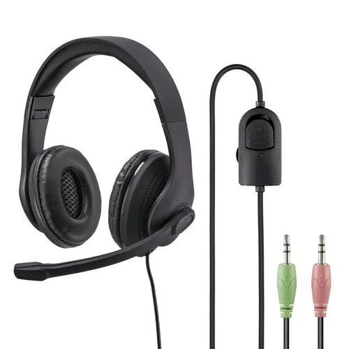 Hama PC Headset Stereo HS-P200 - Ultraleichtes Office Headset mit Mikrofon und gepolsterten Ohrmuscheln für langanhaltenden Komfort bei Meetings