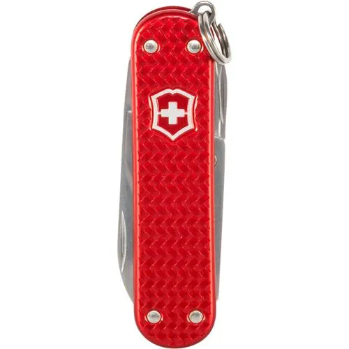Victorinox Universalmesser Classic SD Precious Alox Iconic Red - Taschenmesser mit 5 Funktionen, elegantes Design mit widerstandsfähigen Alox-Schalen und einzigartigem Webmuster – der perfekte tägliche Begleiter.