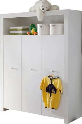 trendteam smart living - Olivia Kleiderschrank - Weiß - Moderner Kleiderschrank für Baby- und Kinderzimmer (BxHxT: 130 x 186 x 54 cm) mit 2 Kleiderstangen und 4 Einlegeböden, pflegeleicht und sicher durch GS-Siegel.