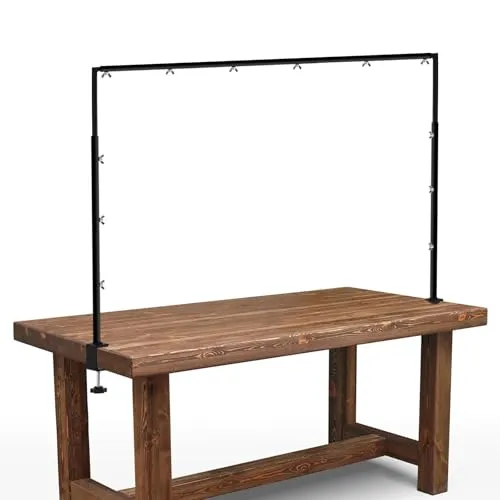 Verstellbare Deko-Stange für Tisch mit Klemmen – 73–247 cm Länge, 68–105 cm Höhe, Metall Schwarz