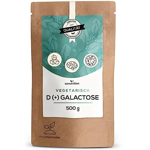 D(+) Galactose Pulver | 500 g Beutel | Hochreines Schleimzucker aus Österreich - Vitamine, Mineralien & Ergänzungsmittel - 99% Reinheit, leicht löslich und vegetarisch, ideal für den täglichen Gebrauch.