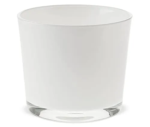 matches21 Glastopf Topf rund Pflanzgefäß Teelichtglas Übertopf Pflanztopf Blumentopf Glas weiß 1 STK Ø 11,5x11 cm