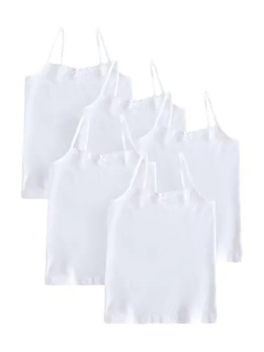 Next Trägertop 5er-Pack in Weiß, Größe 134 (9J) - 5er-Pack Trägertops für Kinder, aus 95% Baumwolle und 5% Elasthan für hohen Tragekomfort und Flexibilität.