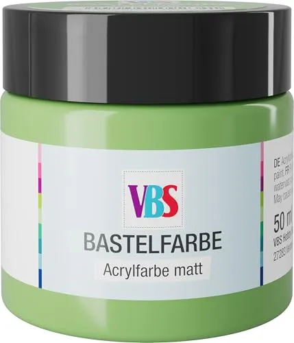 VBS Bastelfarbe 50 ml wasserfest lichtecht geruchsneutral lösungsmittelfrei hochpigmentiert matt Malfarbe Malen Farbe Farben Hellgrün