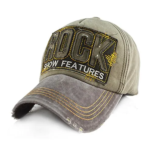 Baseballcap Rock College Cap Snapback Vintage Used Look (Grün) - Stylische Baseballcap im Vintage-Look, verstellbar für optimalen Komfort. Ideal für sportliche Freizeitaktivitäten und modische Akzente.