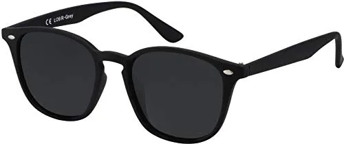 La Optica B.L.M. Sonnenbrille Herren Damen UV400 Leicht Klein Retro - Gummiert Schwarz (Gläser: Grau Klassisch)