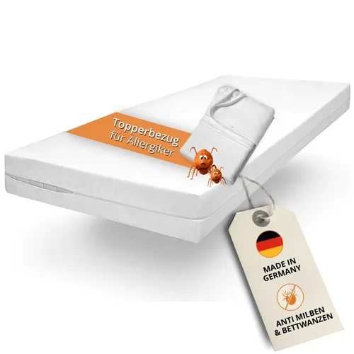sleepling Topperbezug 180 x 200 cm, Milbenbezug, Evolon Encasing für Allergiker, Allergie & Anti Milben Schutz für Hausstauballergiker, Topper bis 6 cm, 95 Grad Kochfest, Made in Germany
