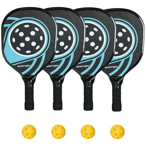 SPORTNOW Pickleballschläger Set - Tennisschläger Set mit 4 hochwertigen Pickleball-Schlägern und 4 Bällen, perfekt für aufregende Spiele mit Freunden und Familie.