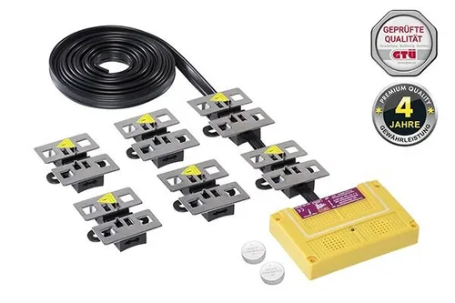 Hochspannung Ultraschall Marderabwehrgerät Batterie Stop&Go 8 Plus-Minus SKT - Effektiver Marderschutz mit 360° Abstrahlradius, batteriebetrieben mit bis zu 18 Monaten Laufzeit und IP65 Gehäuseschutz für den Außeneinsatz.