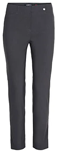 Robell, Rose, schmal geschnittene Hose mit Schlitz am Beinabschluss (Elephant Grey, 40)