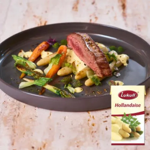 Lukull Sauce Hollandaise 0,97 kg - Perfekte Beilage für Spargel - Fertigsaucen: Genieße die cremige Hollandaise ohne Farbstoffe und Konservierungsmittel, ideal für feine Spargelgerichte.