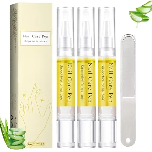 Stück Nail Care Pen, Inklusive Nagelfeile, Nagelöl Stift, Nagelpflegestift Reich an Teebaumöl, Aloe Vera und Vitamin C, Spendet den Nägeln Intensive Feuchtigkeit 3