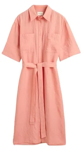 GANT Damen REL Linen SS Shirt Dress Kleid, Peachy PINK, 36 in orange von GANT