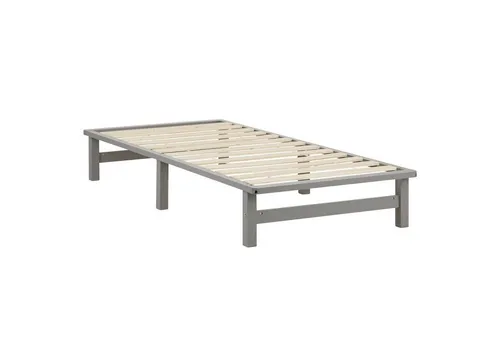 Homestyle4u Holzbett Palettenbett 90x200 cm Grau - Trendiges Palettenbett aus robustem Kiefernholz mit stabilen Bettfüßen und Lattenrost, ideal für kleine Räume und im modernen Design.