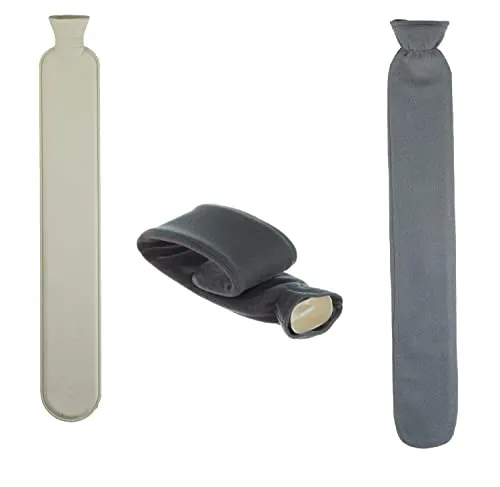 Geschenkestadl XL Wärmflasche 2 Liter Schlauch Extra Lang Bezug 72cm, Polyester, Modern (Grau)