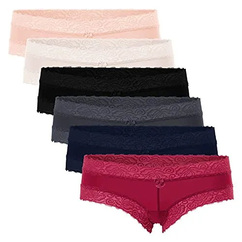 Celodoro Damen Hipster Panty mit Spitze (6er Pack) L
