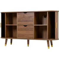 OKWISH Sideboard 140x79,5x40 cm mit vertikaler Maserung und Schiebetüren