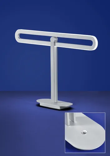 Deutsche LED Tischleuchte Nickel Chrom Matt Tastdimmer 1400lm 33x50cm 3000K