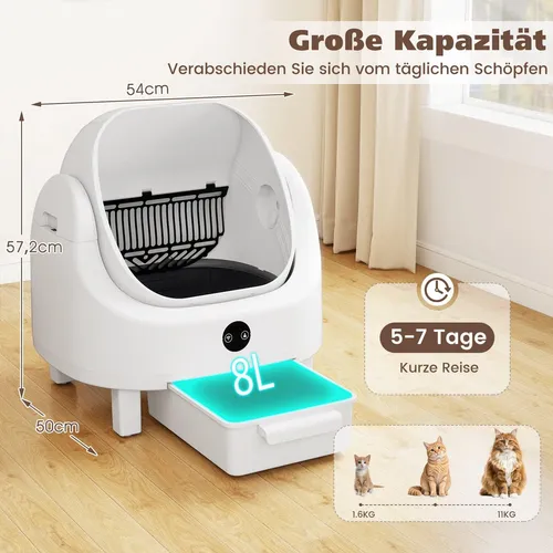 Selbstreinigende Katzentoilette mit App-Steuerung