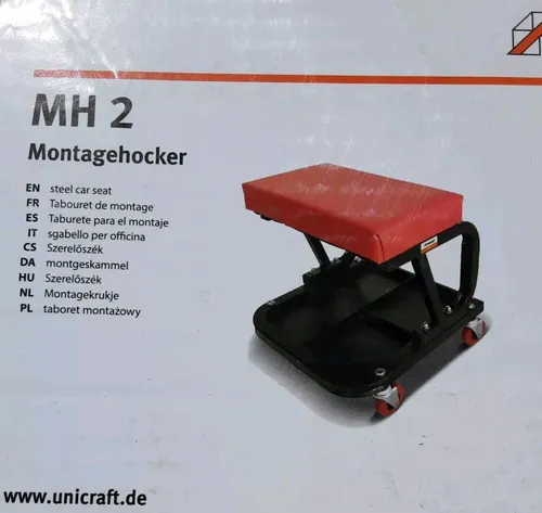 Unicraft Hocker 6201902 Montagehocker MH 2 - Werkstatteinrichtung, stabil und höhenverstellbar für komfortables Arbeiten in der Werkstatt oder beim Heimwerken.